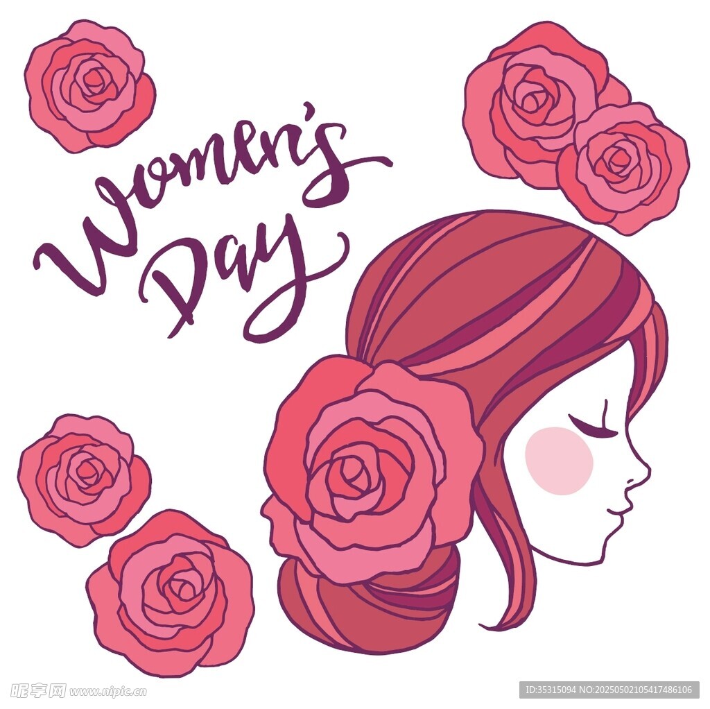 妇女节女性头像插画
