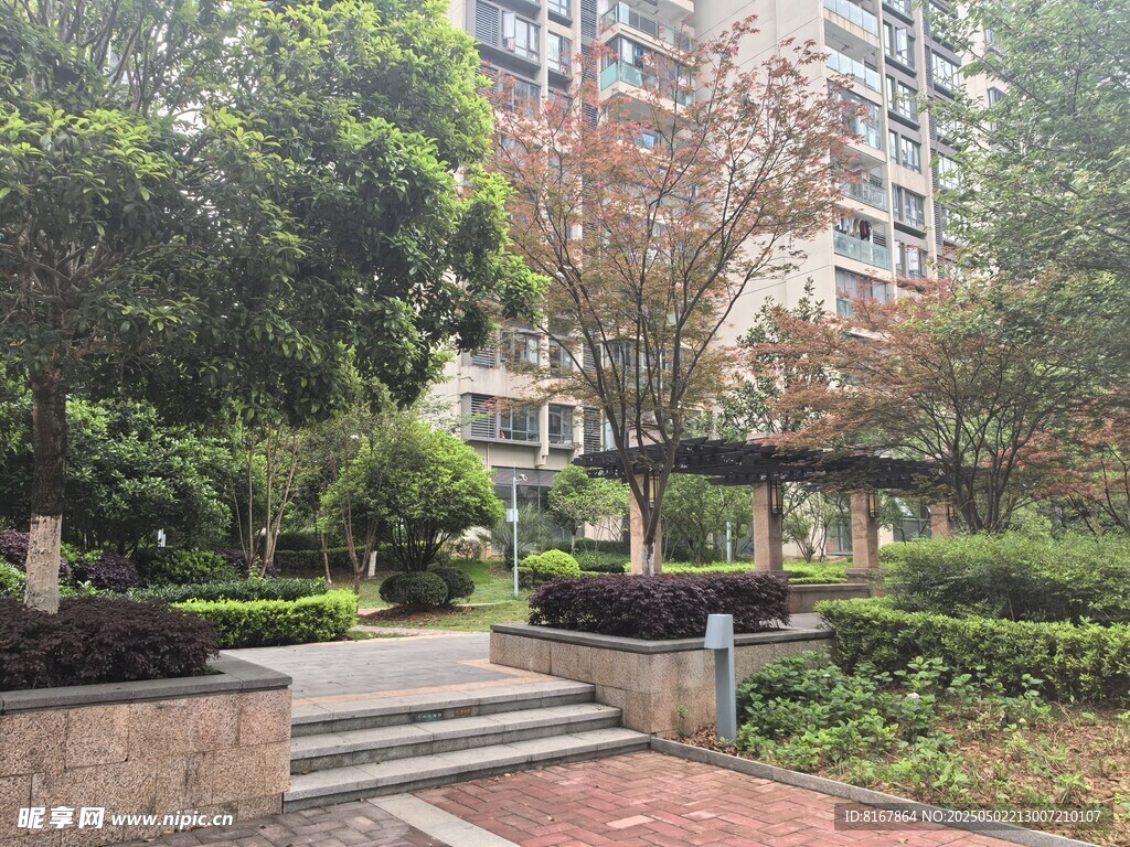 小区内的静谧绿化景观