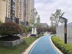 小区内的蓝色景观步道