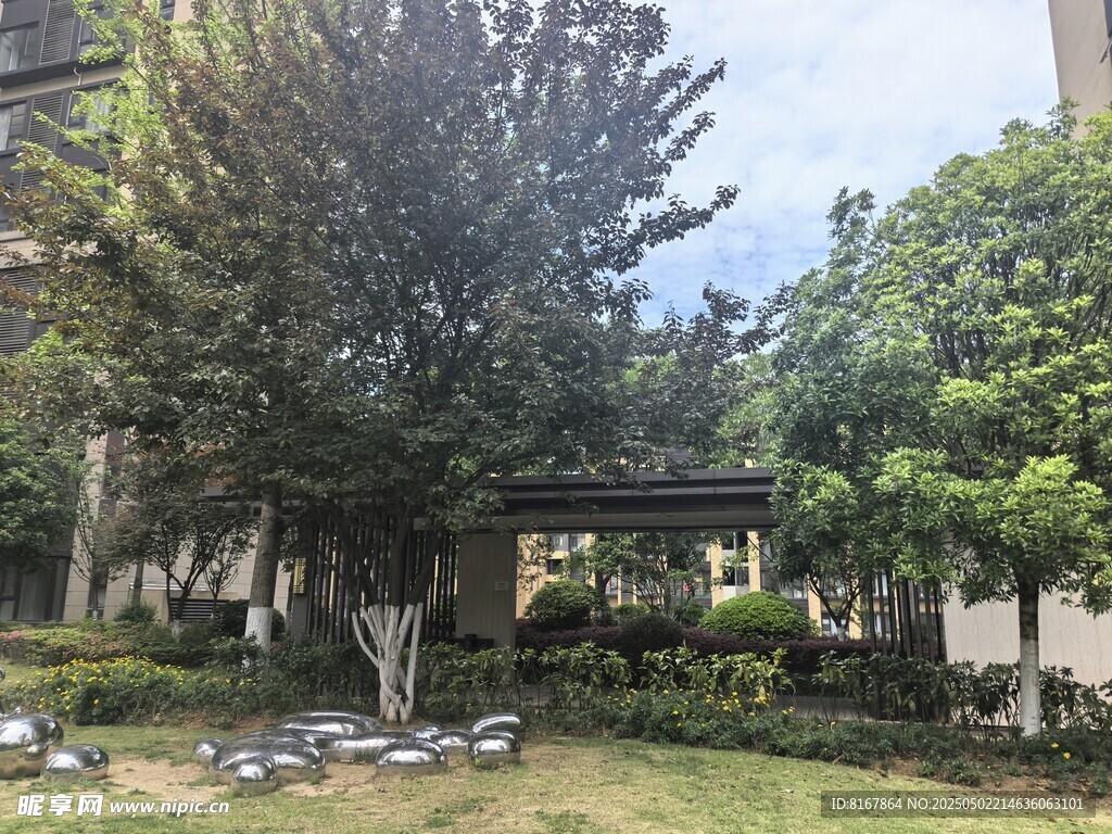小区内的静谧绿化景观