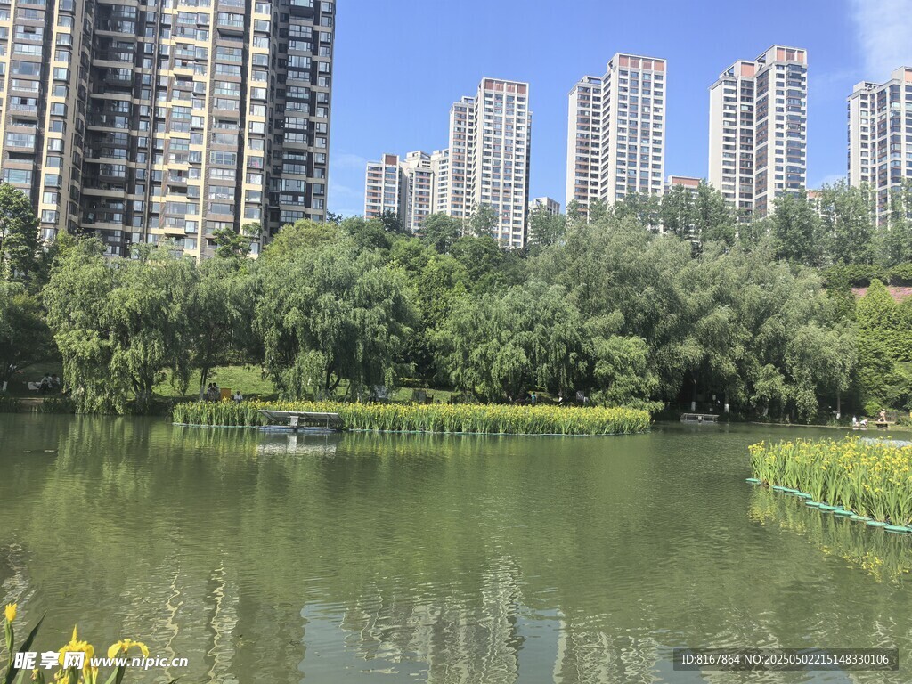 湖畔高楼景