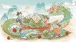 端午龙舟竞渡传统场景
