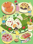 丰盛美食聚会场景