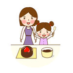 母女共制美味蛋糕