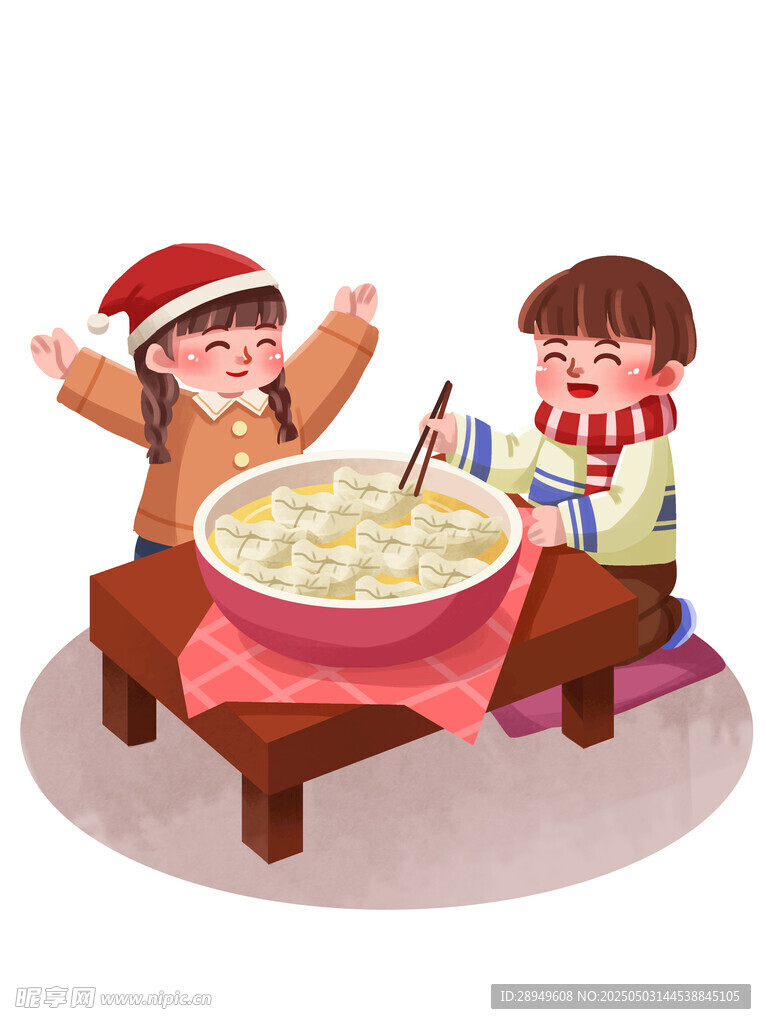 儿童围坐共食欢乐场景