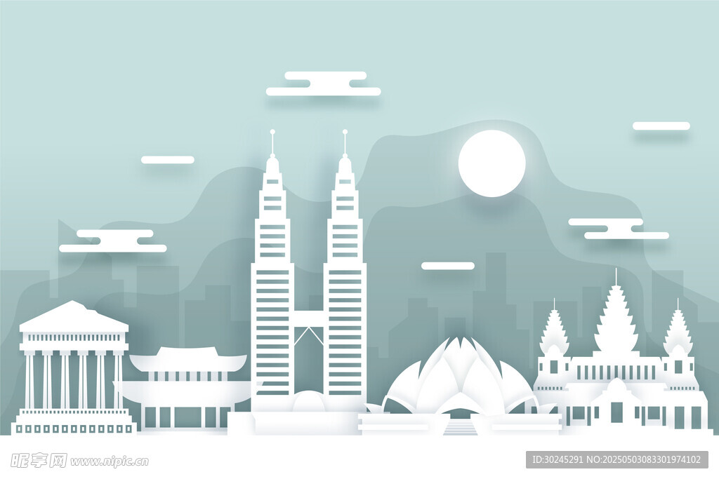 著名建筑剪影背景