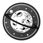卡通风格星球与环绕卫星