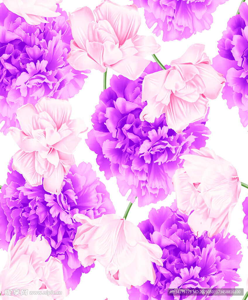 梦幻紫粉花卉水彩图案