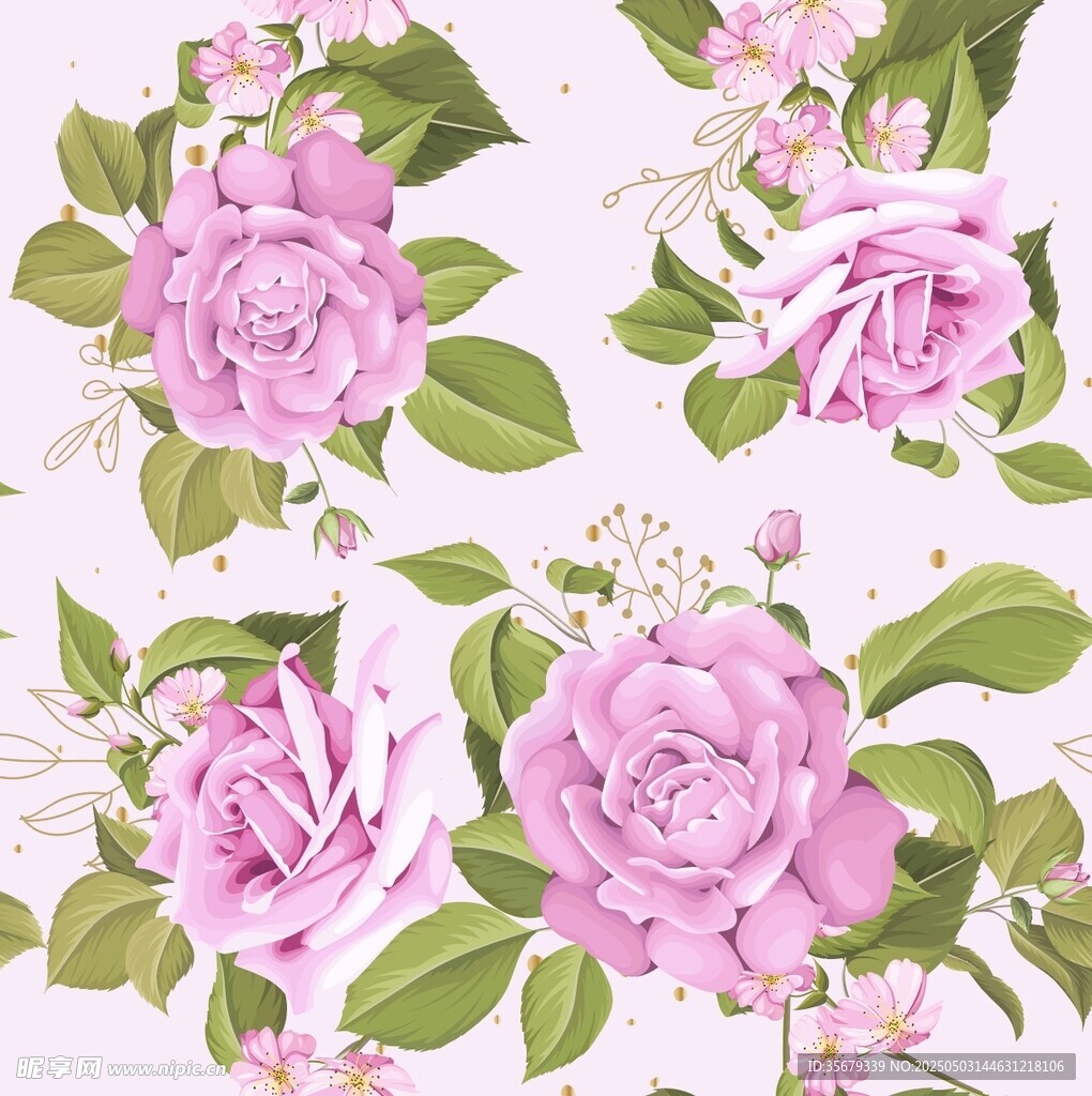 粉色玫瑰花卉图案设计
