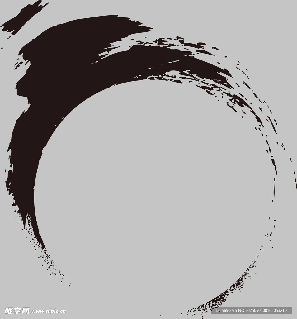 水墨笔触圆形艺术图案