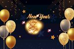 新年气球装饰庆祝场景