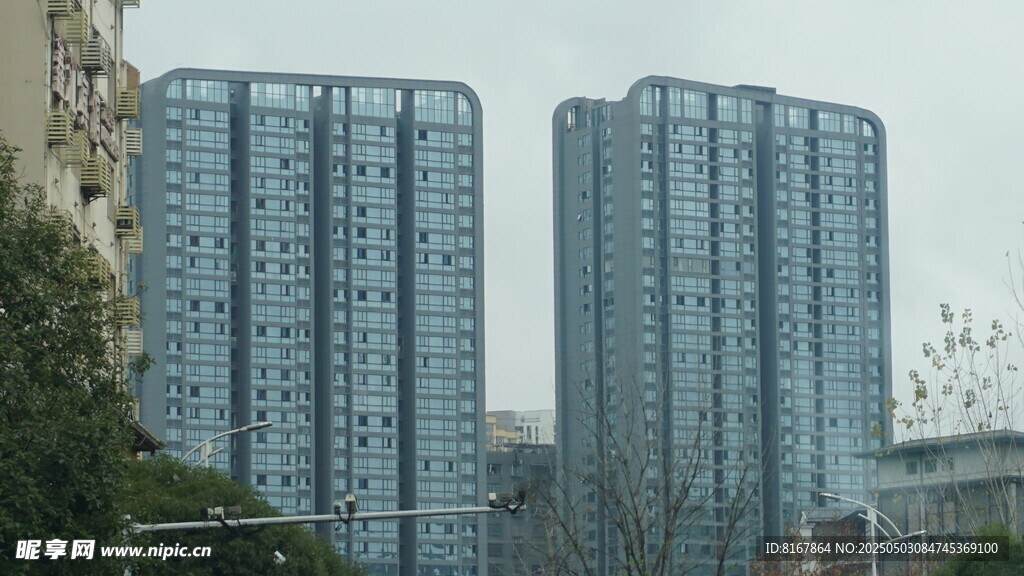现代高层住宅楼景观