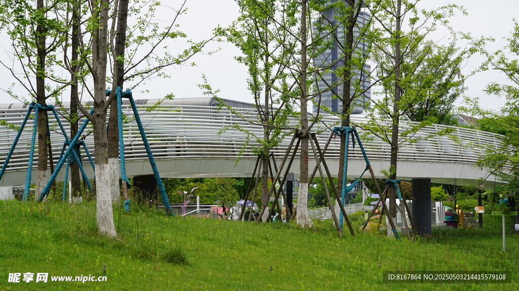 户外草地旁的休闲建筑