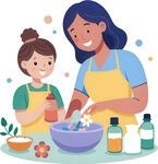 母女温馨共做烘焙时刻