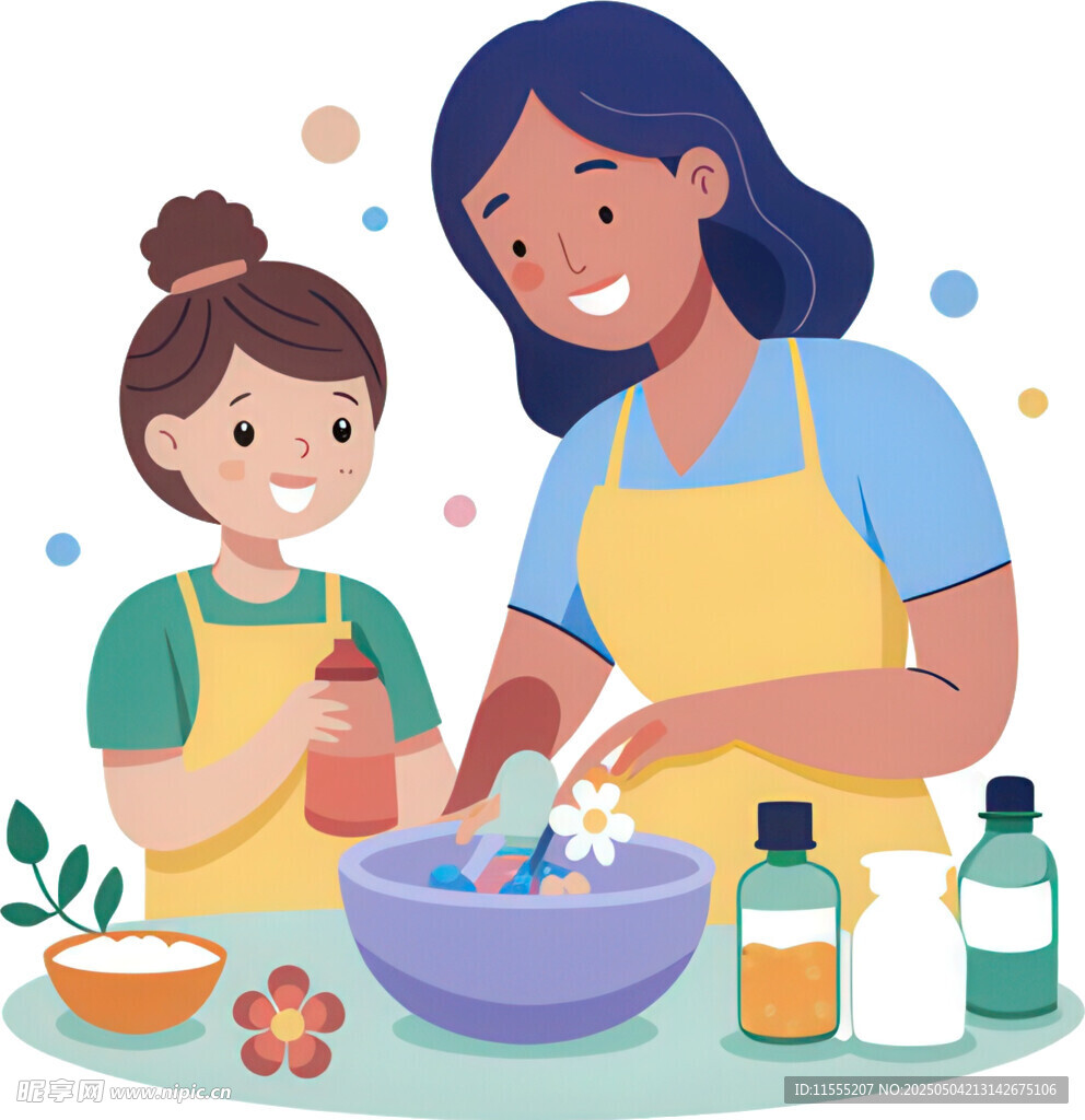 母女温馨共做烘焙时刻