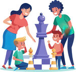 家庭欢乐下棋时光