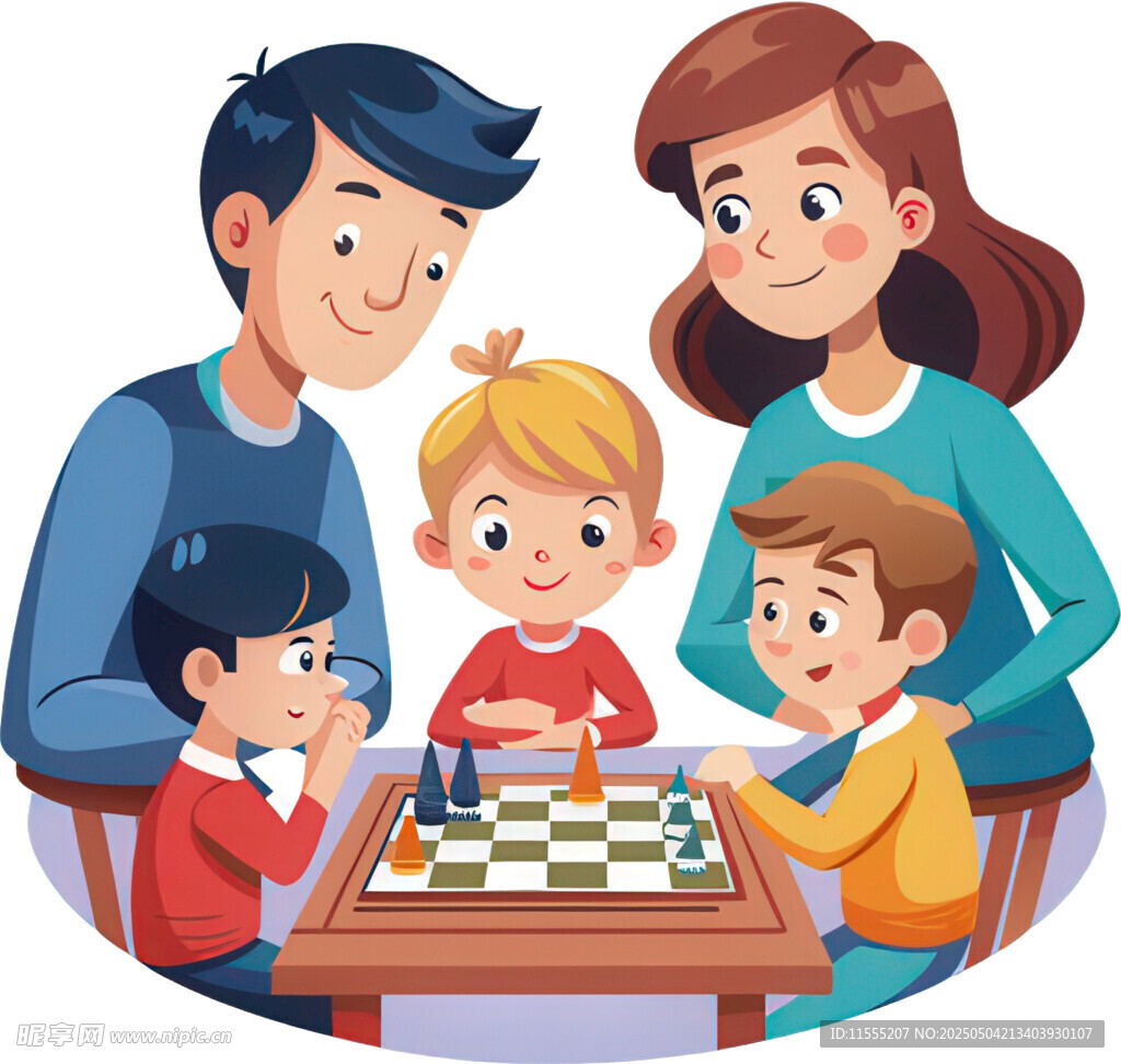 家庭欢乐时光亲子下棋时刻