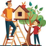 父子共建树上小屋