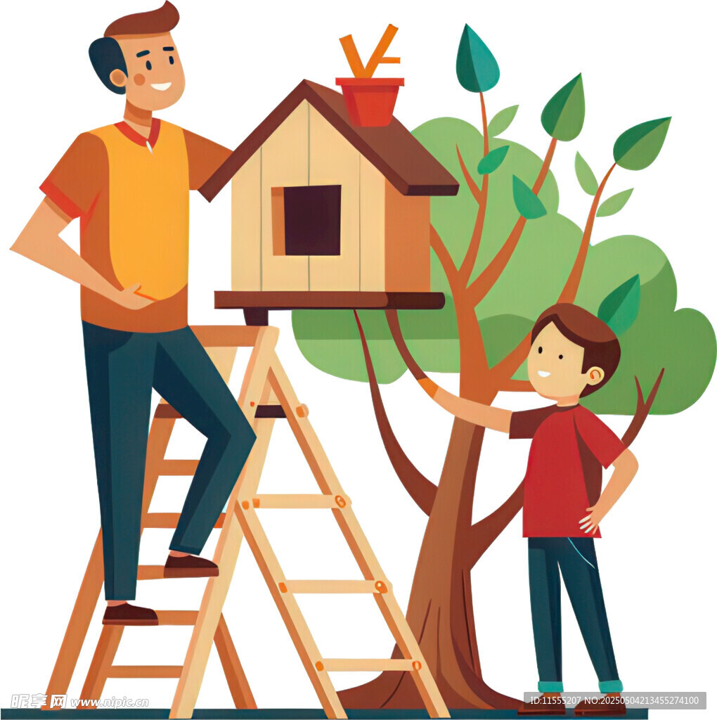 父子共建树上小屋