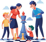 家庭欢乐下棋时光