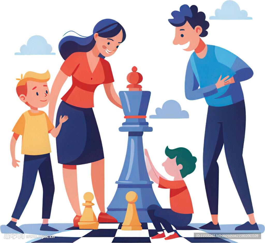 家庭欢乐下棋时光