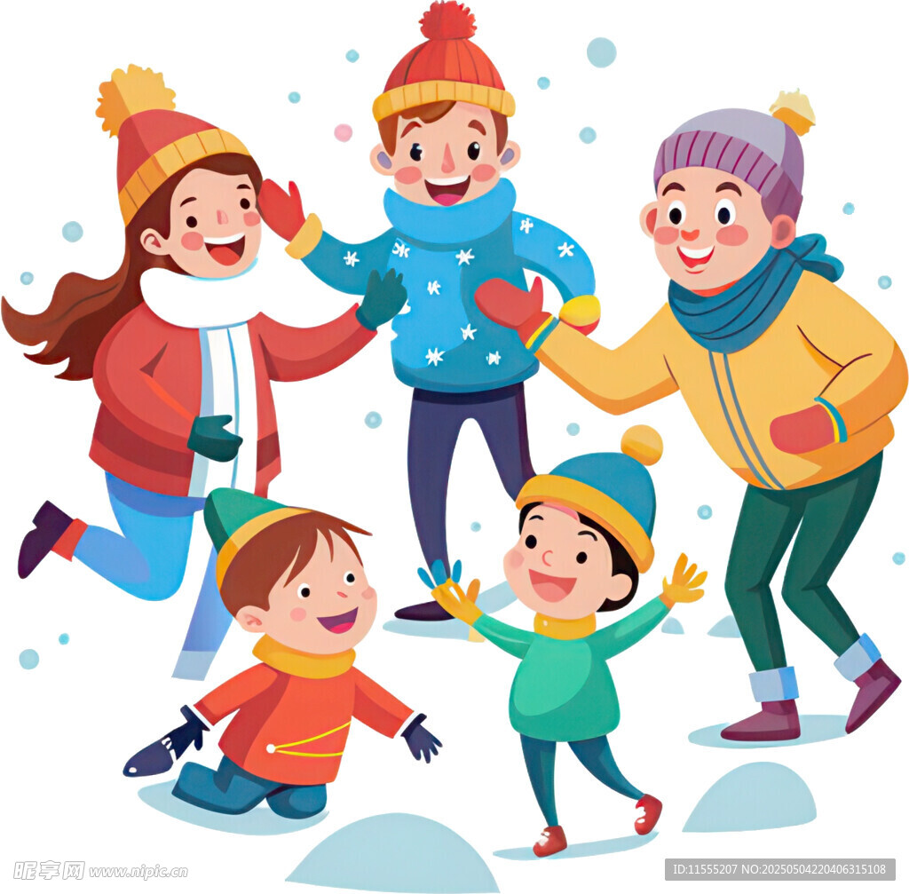 冬日欢乐孩子们的雪地嬉戏