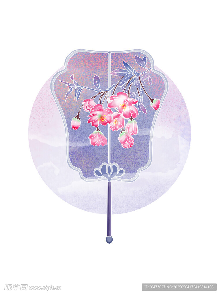 古风花朵图案团扇