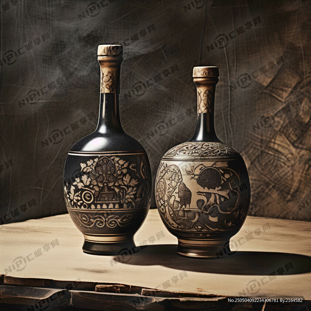 一壶老酒 两个陶瓷酒杯