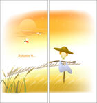 秋日田野稻草人唯美景象
