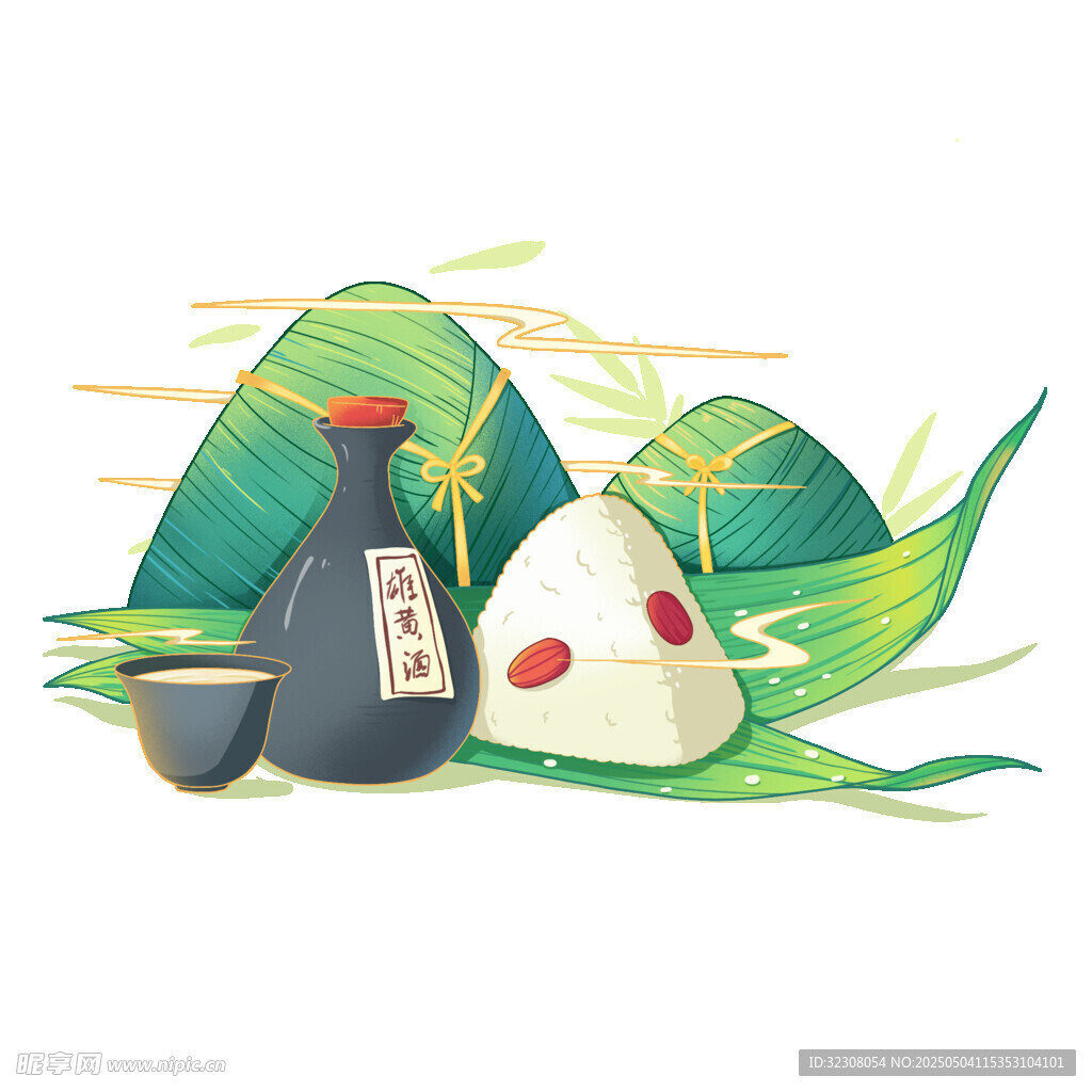 端午粽酒插画