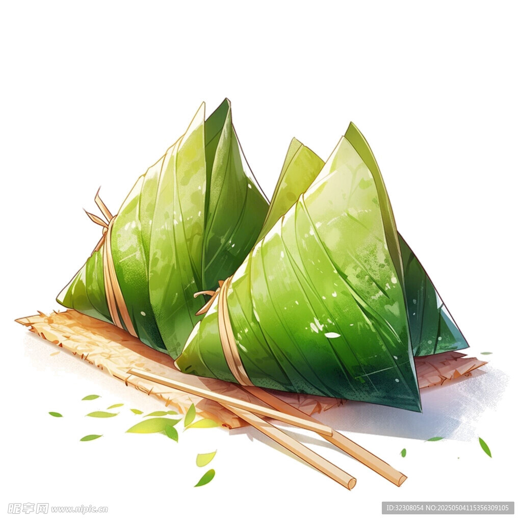 水彩风美味粽子插画