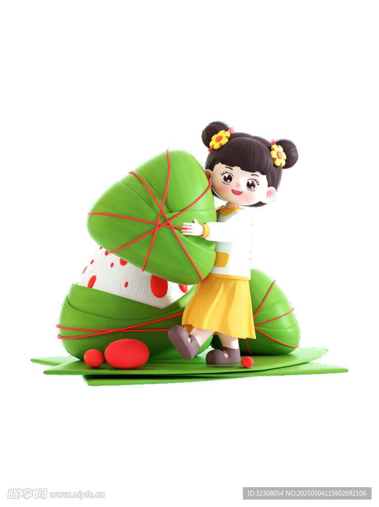 卡通女孩与绿植创意摆件