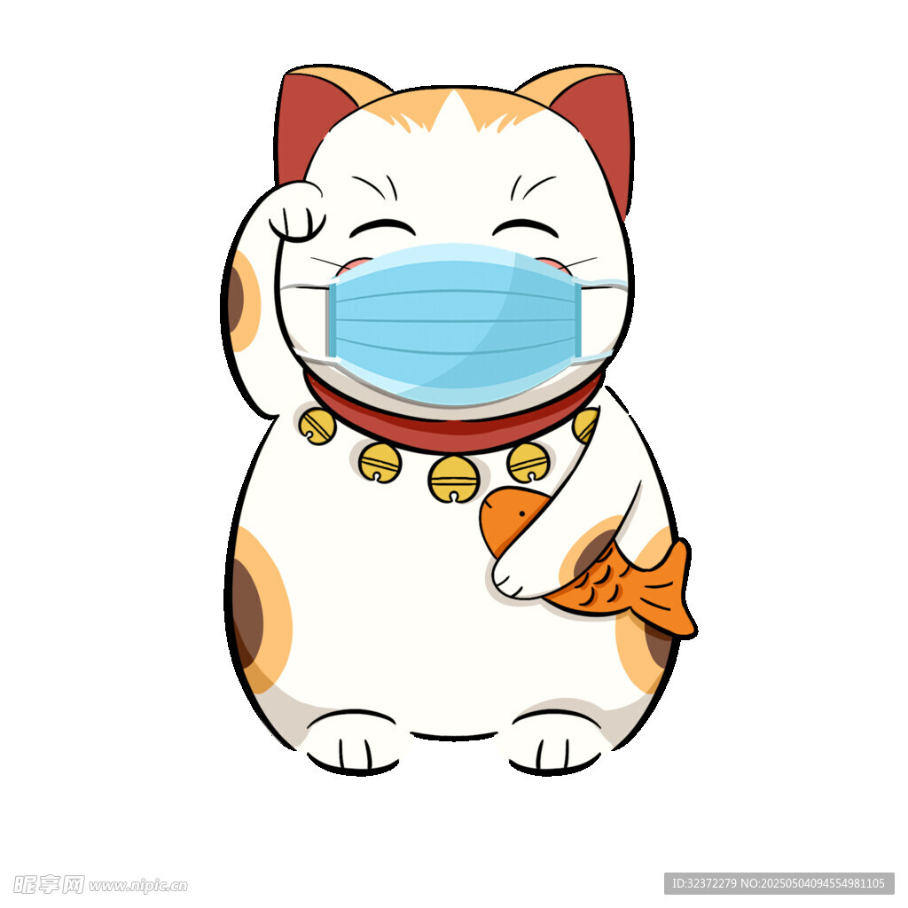 戴口罩的招财猫