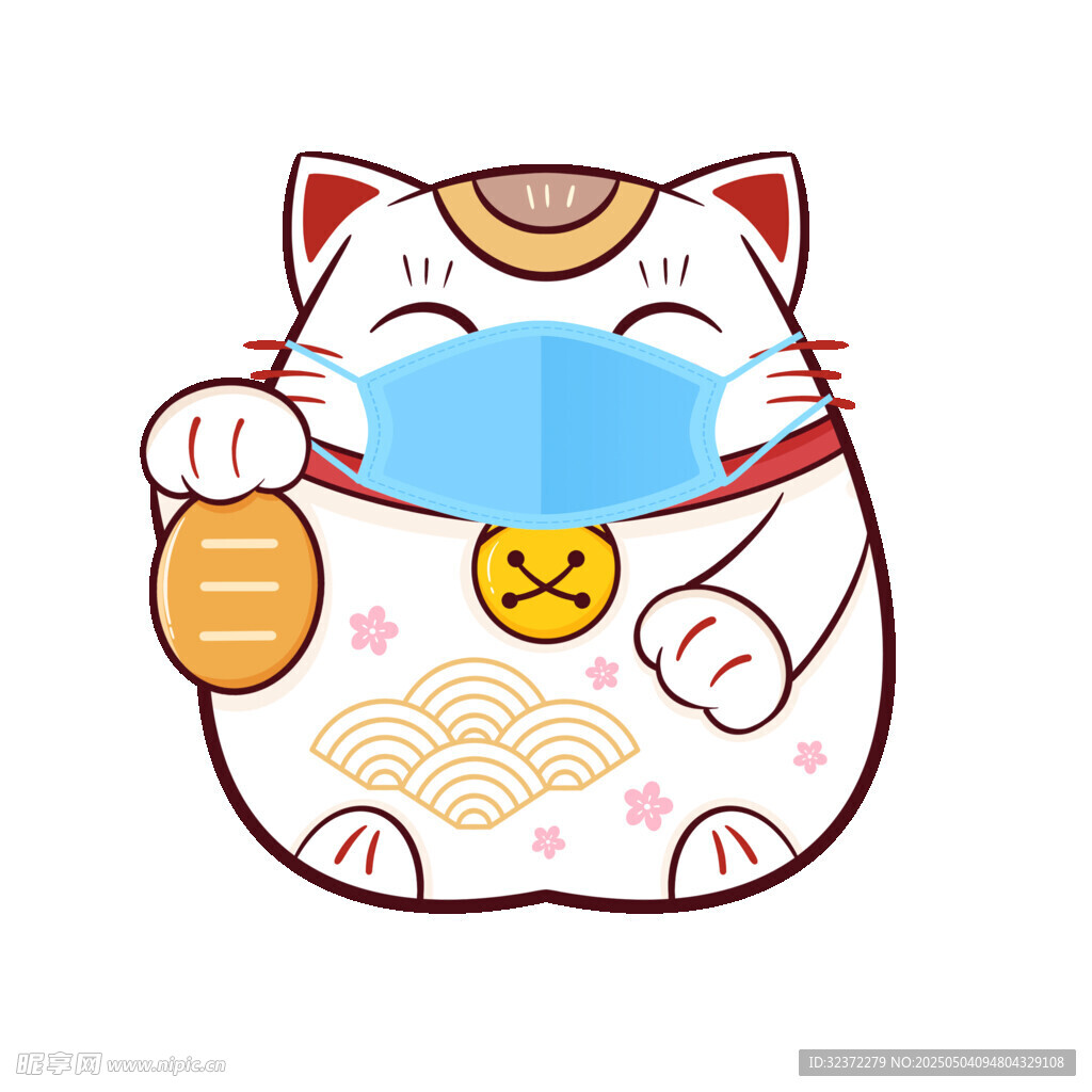 戴口罩的招财猫