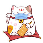 招财猫戴口罩手持金条