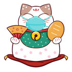 戴口罩的招财猫形象