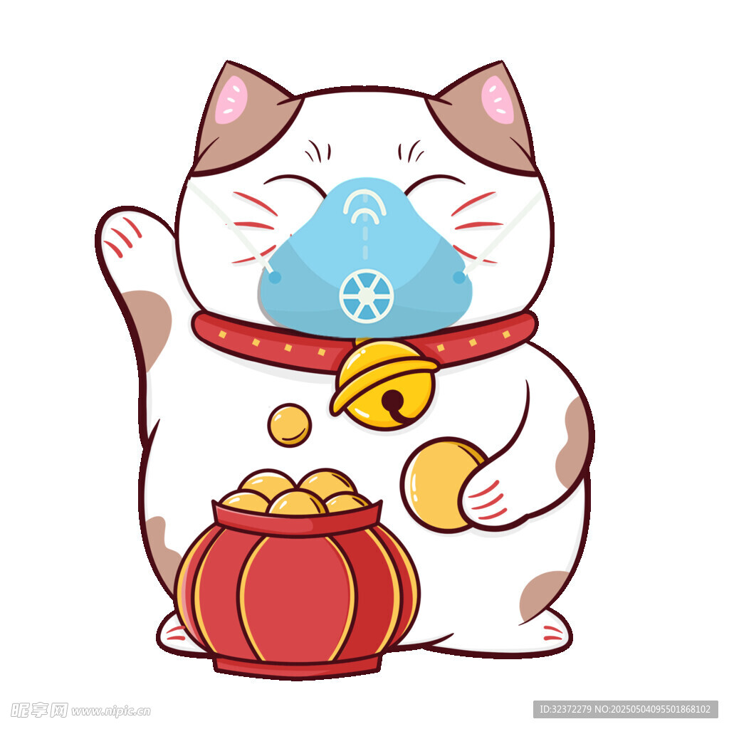 戴口罩的招财猫