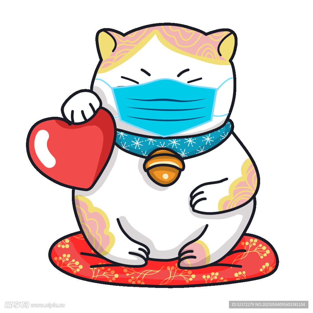 戴口罩的爱心猫咪
