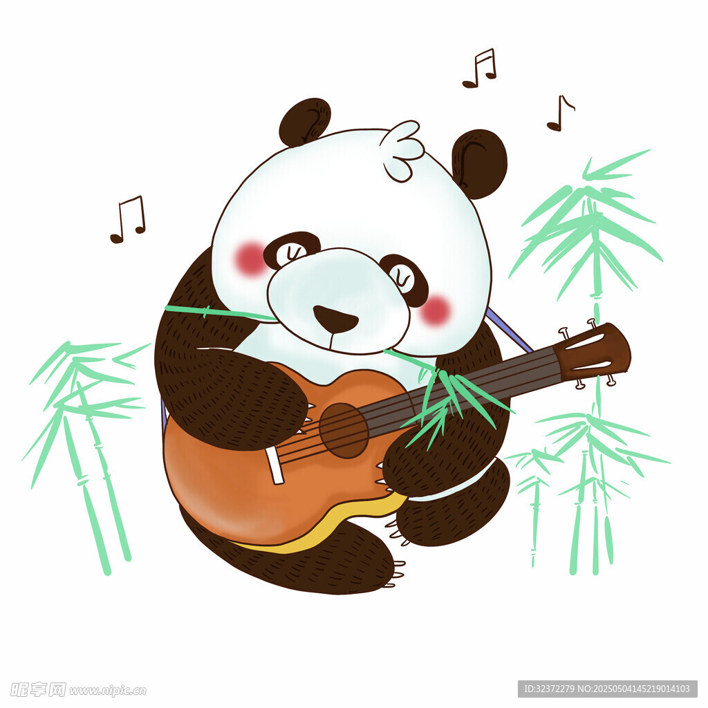 弹吉他的可爱熊猫