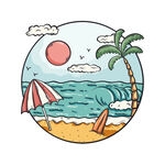 夏日海滩惬意度假场景