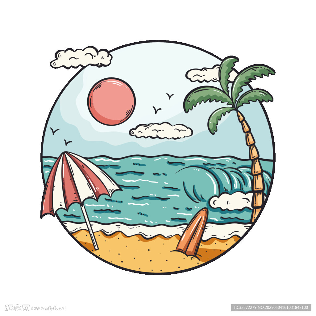 夏日海滩惬意度假场景