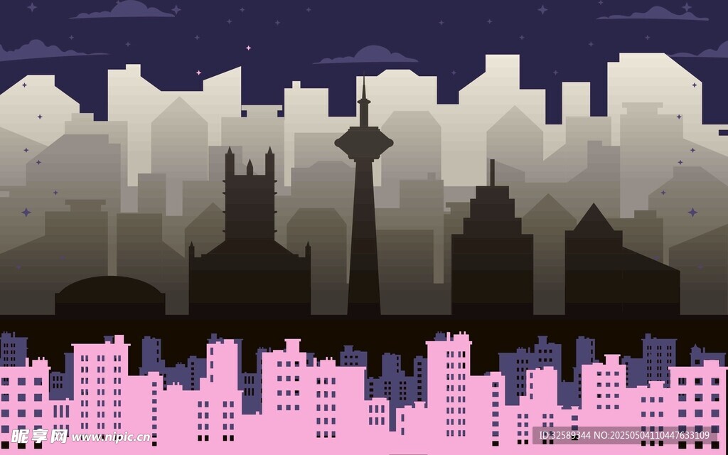 城市夜景剪影
