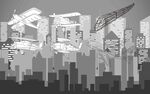 现代城市抽象建筑景观图