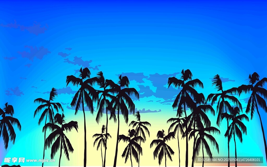 热带海滩椰林美景
