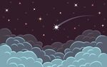 夜空中的流星与云朵背景墙合层