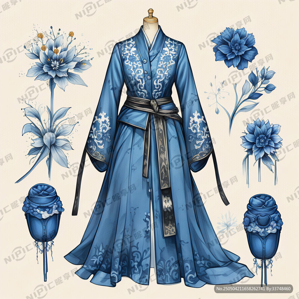 以敦礼为衣花韵蓝语为核心的服装