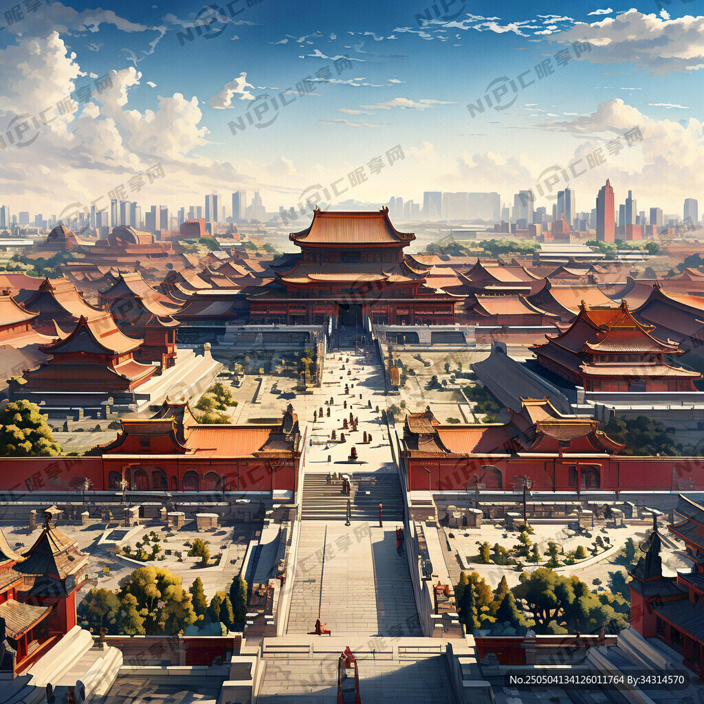 高清北京故宫建筑实景画