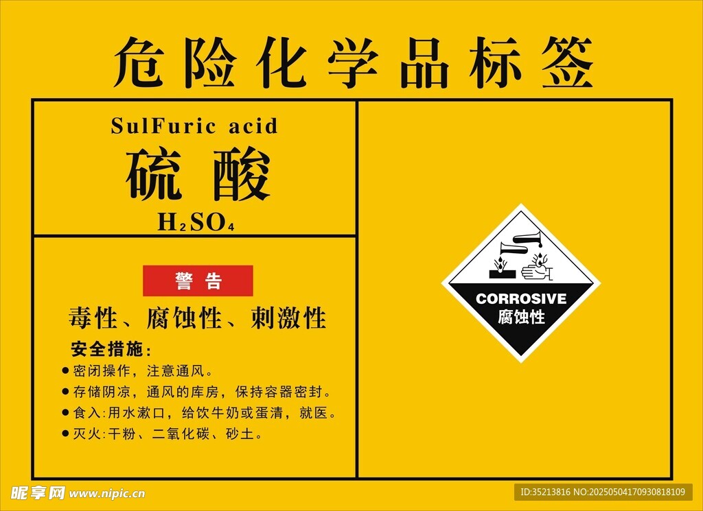 硫酸危险化学品标签