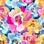 多彩花卉四方连续图案背景