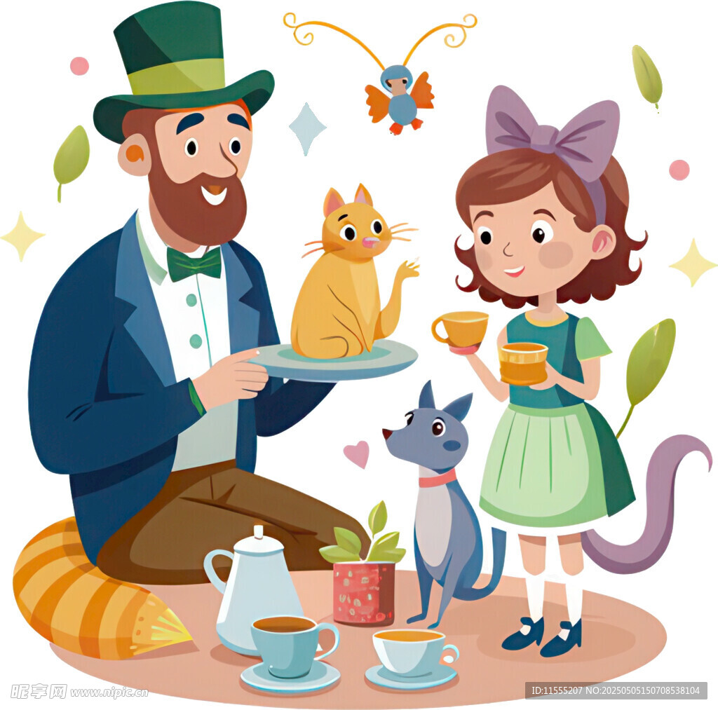 绅士与女孩的猫咪茶会